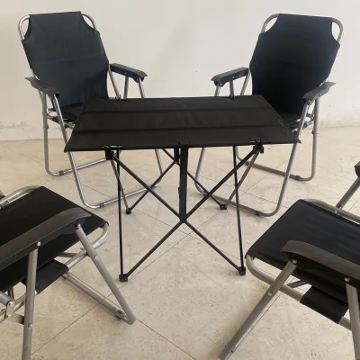 ست چهار نفره میز استراکچر با صندلی پلاس تاشو (10 فنره مدرن صنعت)